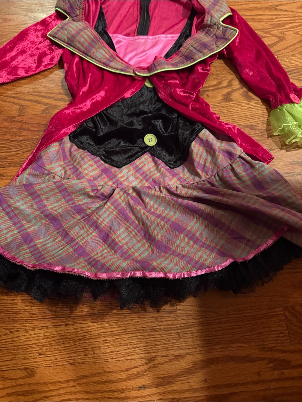 Juniors Mad Hatter - Bright Pink & Lime Ruffled Costume Dress - Kids Costumes
